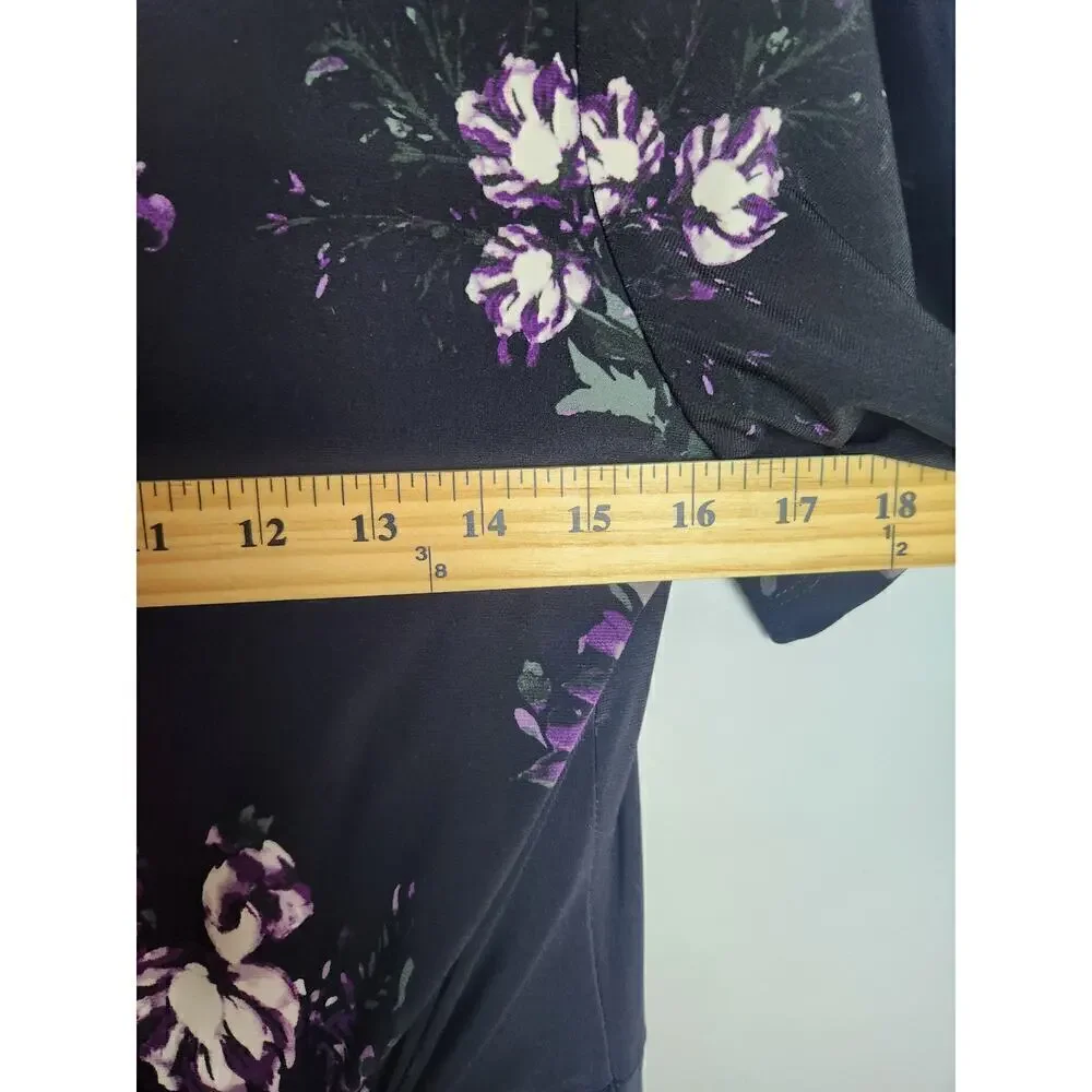 Lauren Ralph Lauren Dark Floral faux wrap dress sz 8 academic Careerwear - Picture 9 of 11